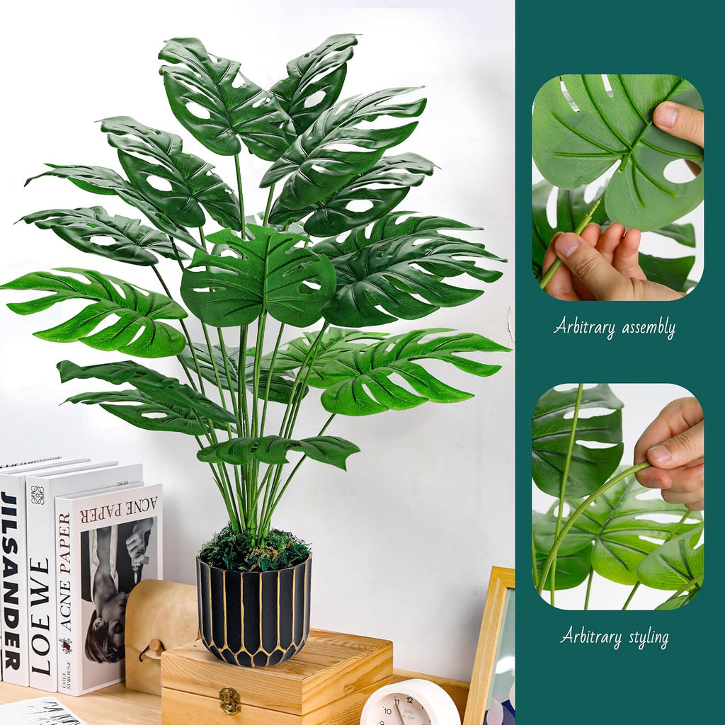 71Cm Fake Plants Large Tropical Artificial Monstera Plants Indoor Outdoor for Home Bedroom Balcony Office Bathroom Decor