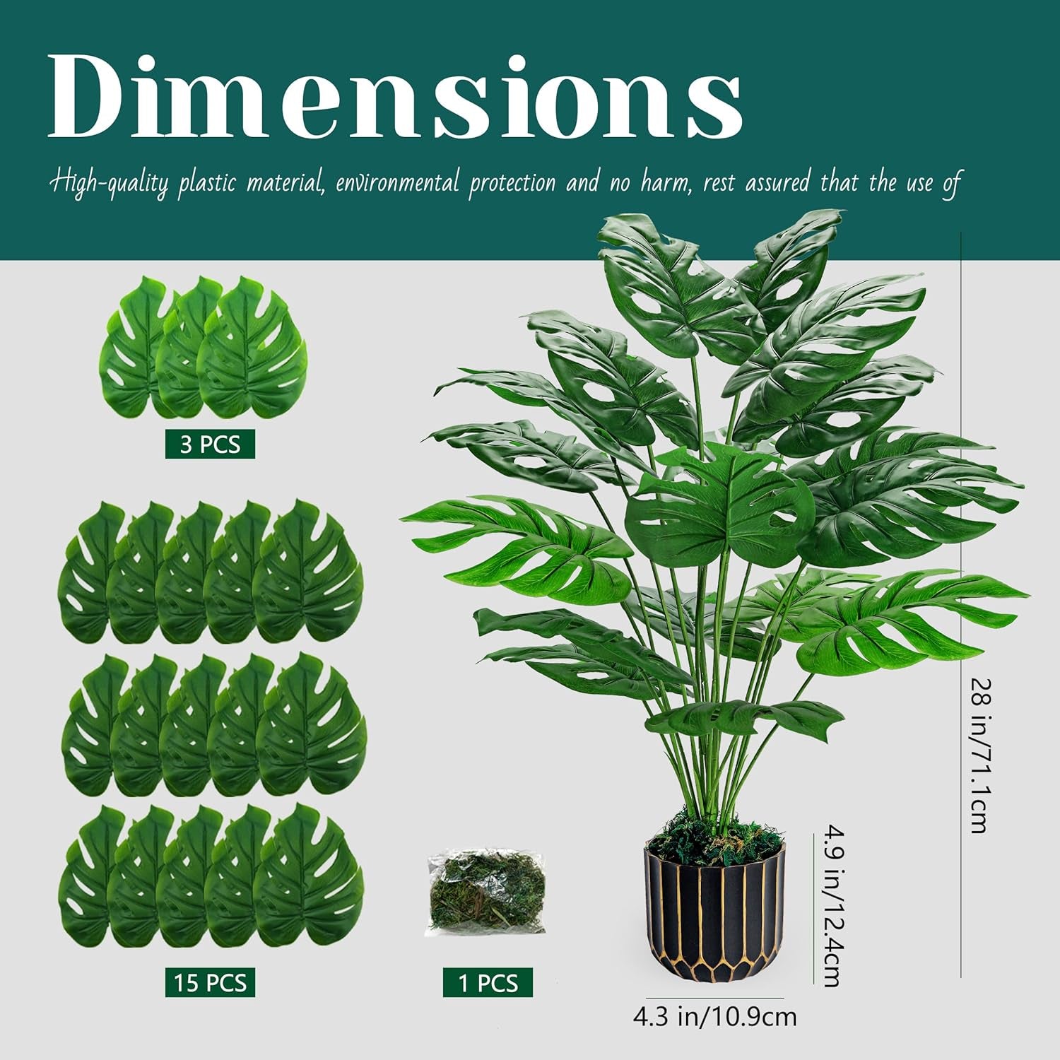 71Cm Fake Plants Large Tropical Artificial Monstera Plants Indoor Outdoor for Home Bedroom Balcony Office Bathroom Decor