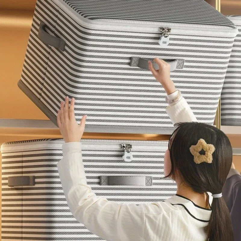 Clothes Storage Box, Home Fabric, Large Capacity, Oversized Wardrobe, Clothes, Blankets, Layered Sorting Box, Storage Artifact